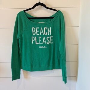 Hollister Green “Beach Please” Sweatshirt Size L